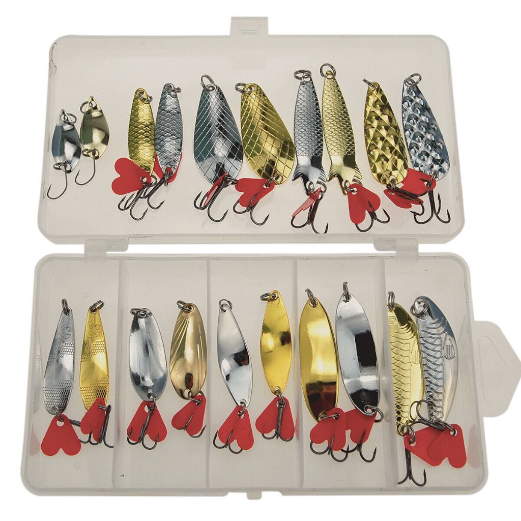 20PCS Fishing Spoon Lure Spinner Trout Spoon With Box Set Fishing