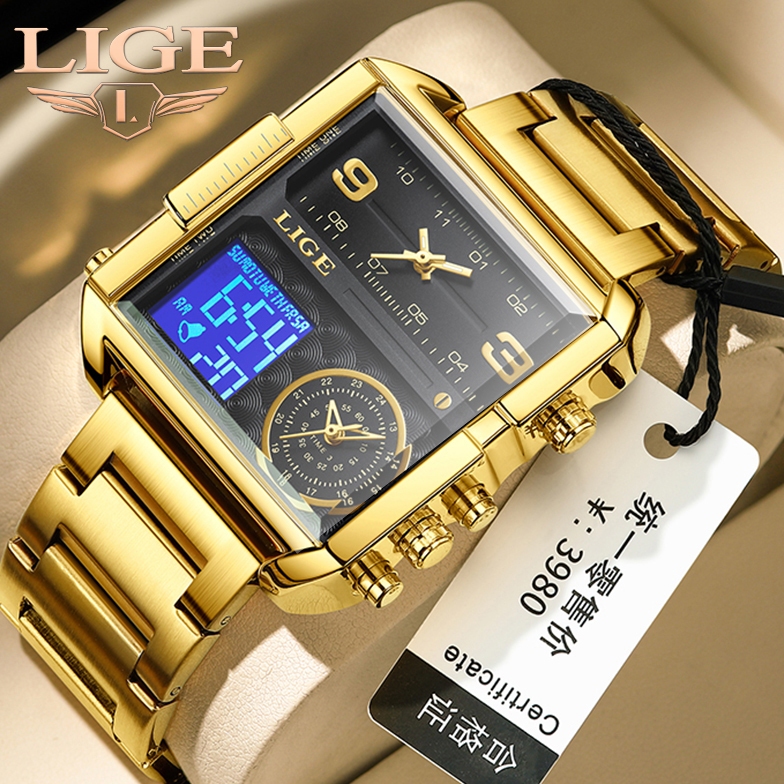 Gold chain watch on sale men