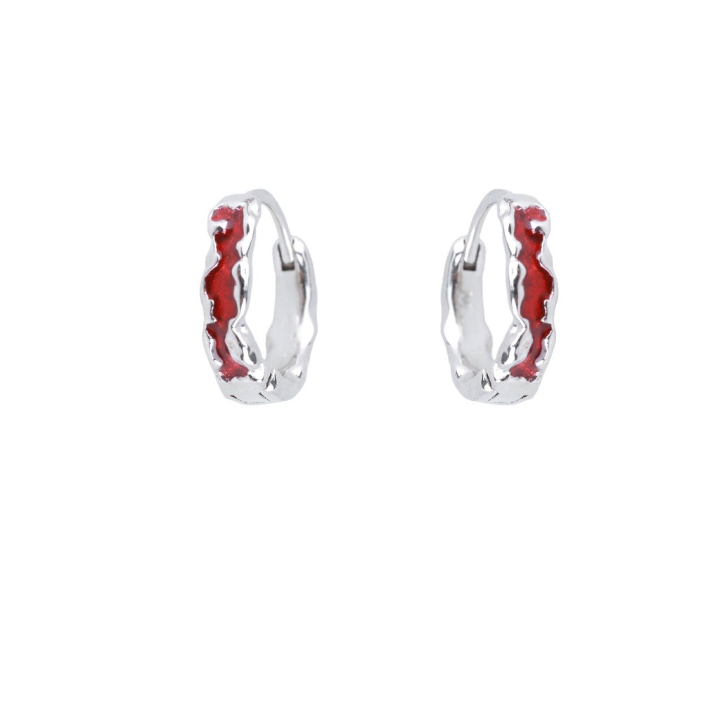 Red Venom Unisex Style Ear Buckle Men Women Irregular Texture Drip Glaze Earrings Shopee Singapore