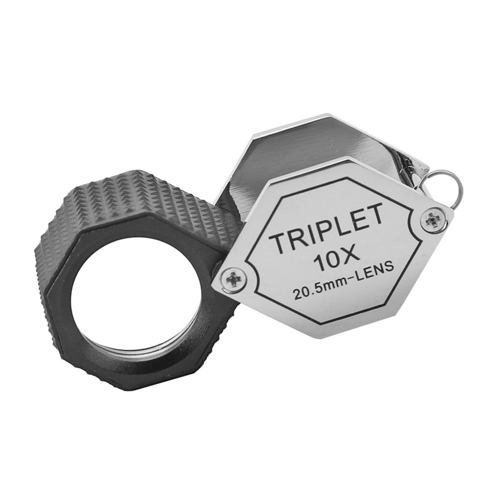 10X Jewelry Hexagonal Loupe Foldable Pocket Magnifier 20.5mm Triplet