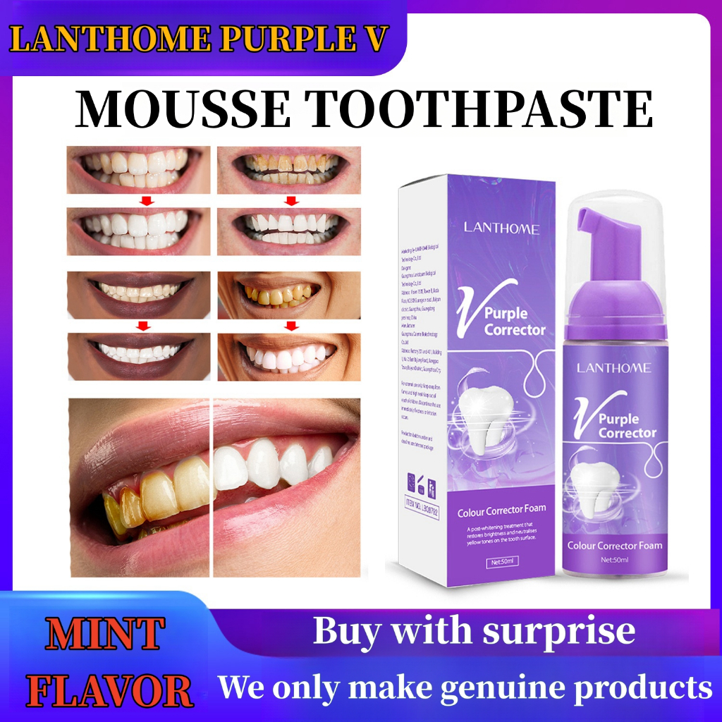 Mousse Toothpaste/Whitening Foam Mousse/Color Correction Purple Toothpaste/Fresh Breath Mousse