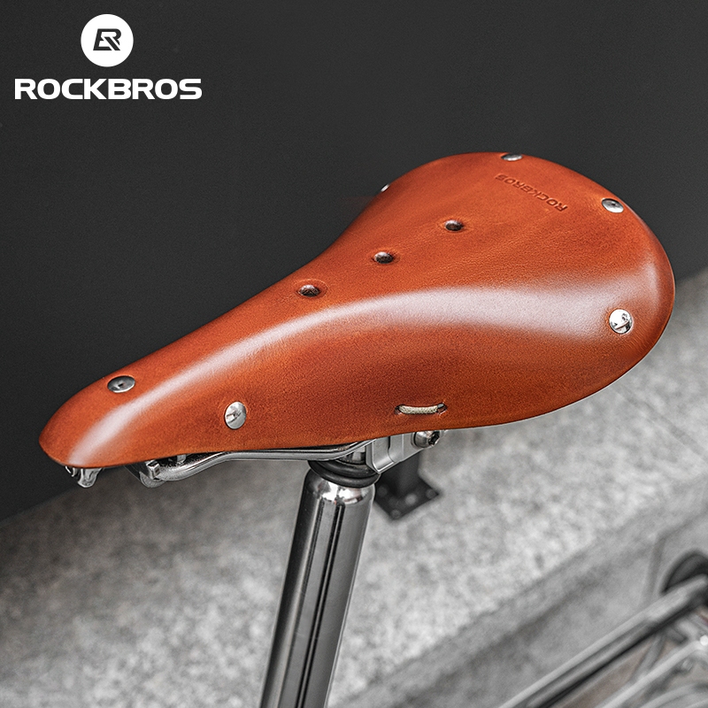 ROCKBROS Retro Saddle for Bicycles Folding Bikes Leather Comfortable Breathable Classic Style Seat Shopee Singapore