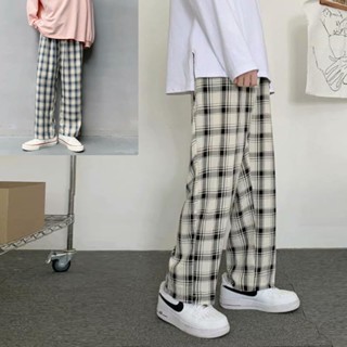 White hot sale checkered trousers