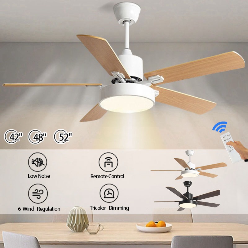 Remote control ceiling fan with LED light, variable light and frequency ...