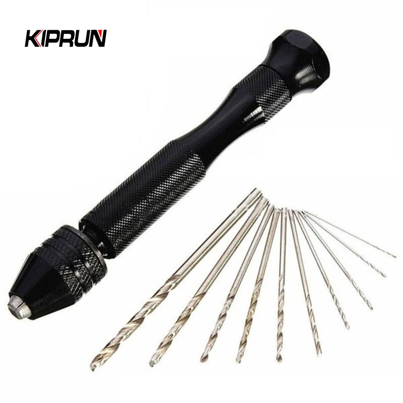 KIPRUN 11pcs Mini Micro Aluminum Hand Drill With Keyless Chuck HSS ...