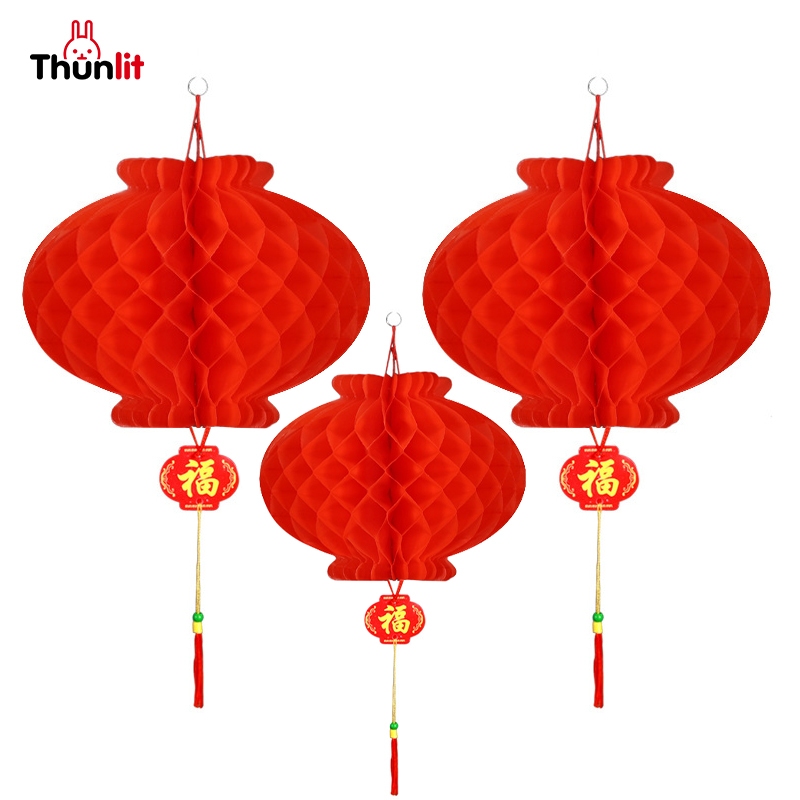 Thunlit Chinese Paper Lantern Bulk Wholesale 25cm 20cm 15cm Lucky Red