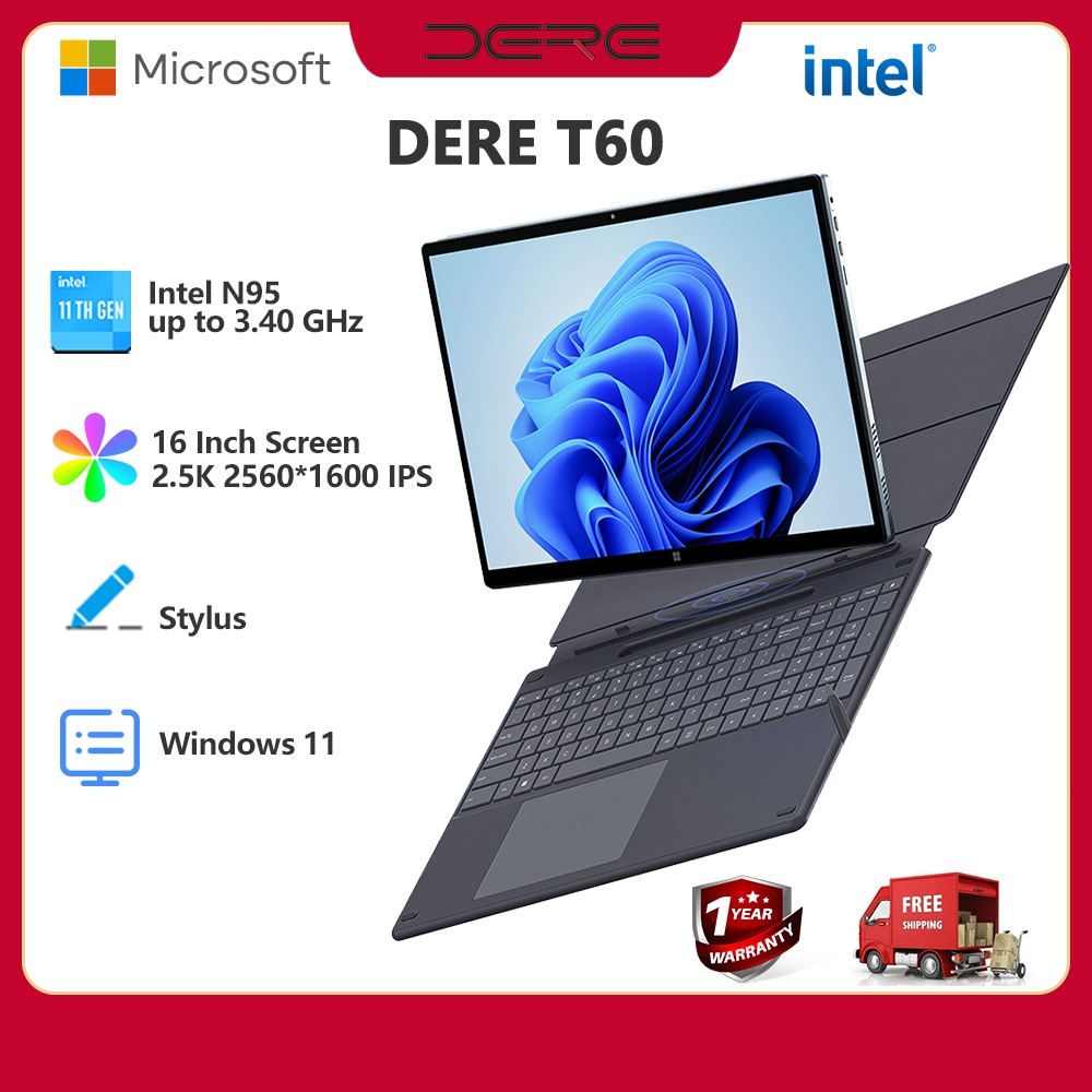 DERE Laptop T60 Pro 16 Inch Touchscreen Laptop 12GB DDR5+1TB SSD 2.5K ...