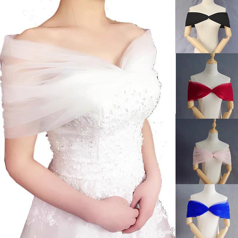 princess polly baby blue dress Ball Gown Prom Shawl Bridal Wedding Sleeves Detachable Bridal Cape  Accessories Tulle Soft Cover Arm