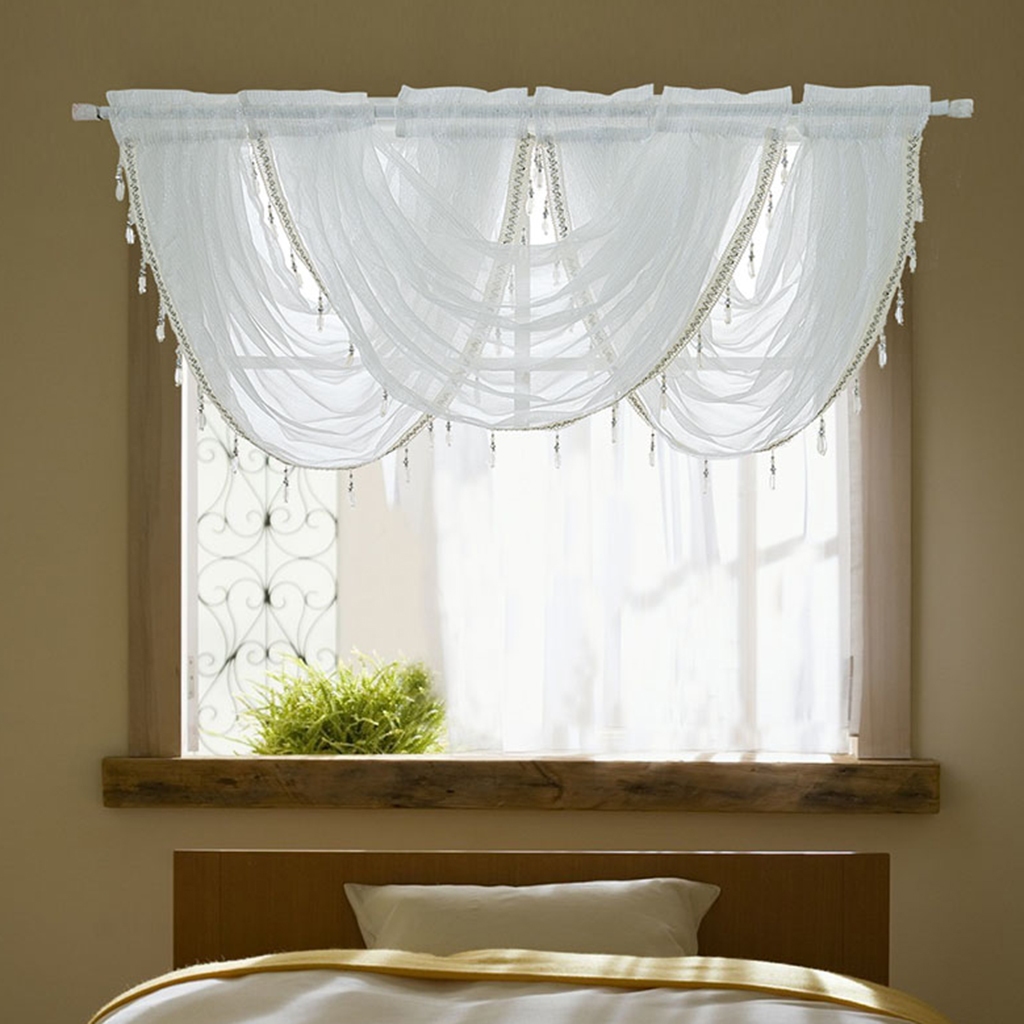 1 Panel Glitter Tassel Window Valance Curtain Tiers Balloon Shades ...