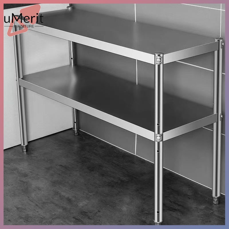 Double-layer stainless steel kitchen storage rack table top stove rack ...