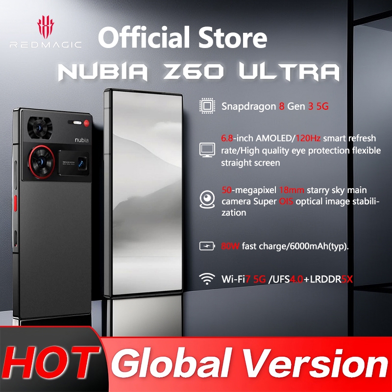 Global Version Nubia Z60 Ultra Q9+Full screen 5GMobile Phone 64MP Main  Snapdragon 8Gen3 NFC 6000mAh 80W fast charge Battery IP68