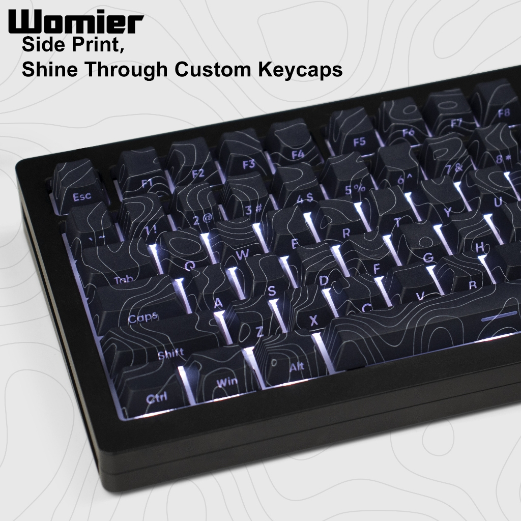 Womier Keys Altitude Line Pbt Keycap Side Dye Sub Side Printed Shine Through Backlit Key