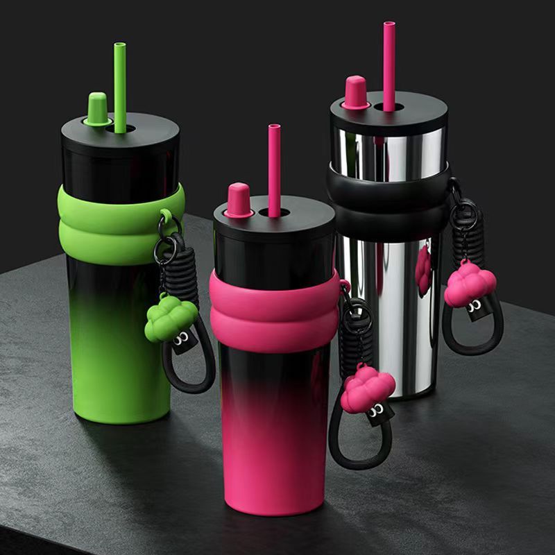 700ml Cold Cup Tumbler Cup Double Wall Cup with Straw and Lid Cup