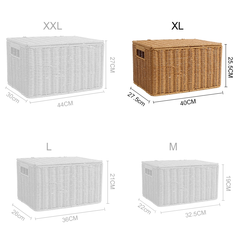 Rattan Basket with Lid hand woven basket Rattan Storage Box Clothes Toy ...