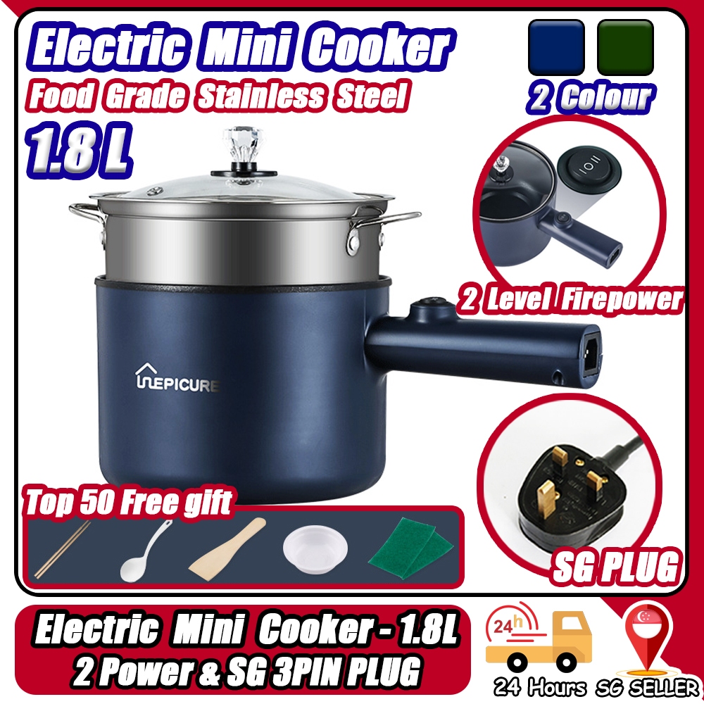 1.5L Electric Cooker Hot Pot Egg Cooker SUS 304 Stainless Steel Shabu Shabu Hot  Pot With Free Stainless Steel Rack 110V 600W - For Boiling Water Eggs,  Cooking Noodles (Blue) 