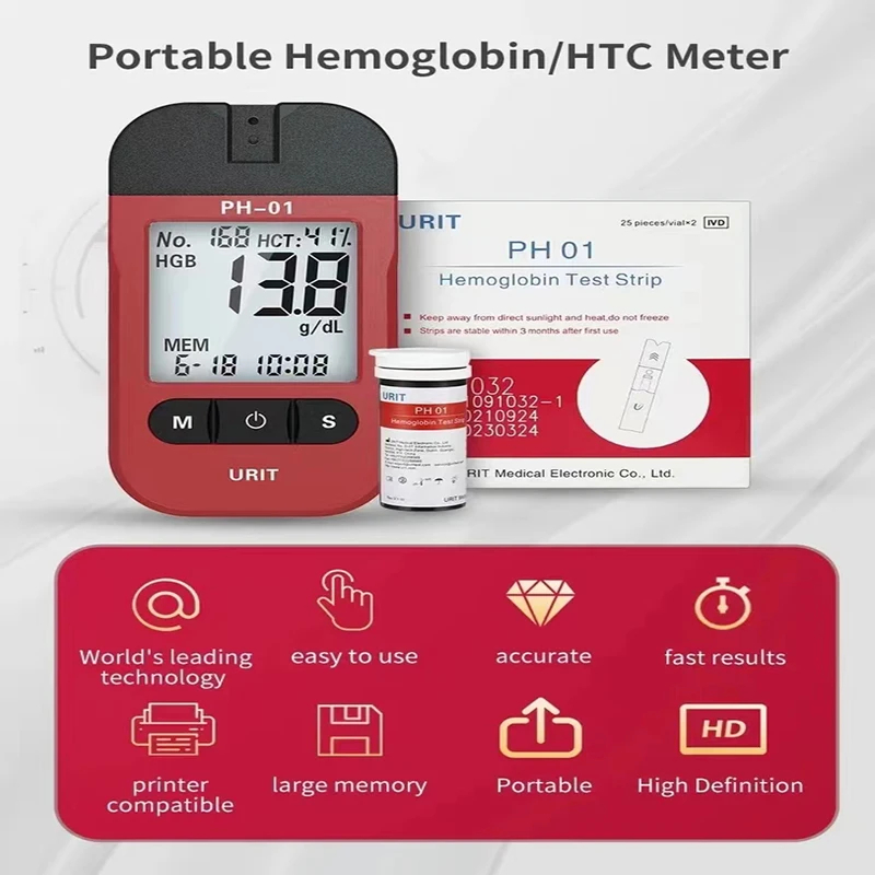 Hemoglobin Analysis Tester Meter Home Hb Analyzer Anemia Tester Strip ...