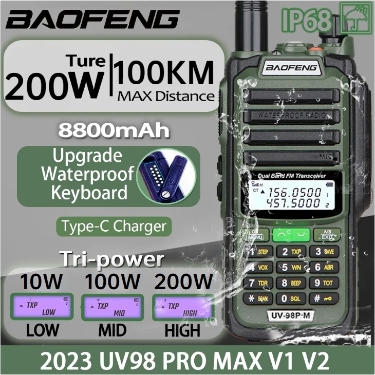 Baofeng UV-98 PRO Long Range Waterproof Radio High Power Walkie