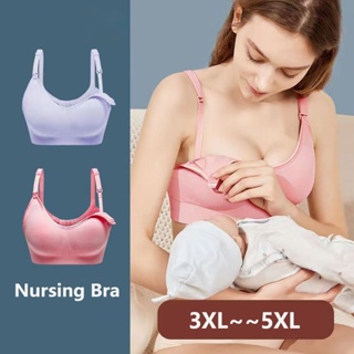 Seamless Clip Down Push Up Sleep Nursing Bra Open Buckle Before Oversize Maternity  Bras, Gray 3XL Size 