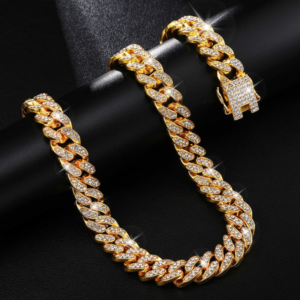 Gold iced cuban on sale chain