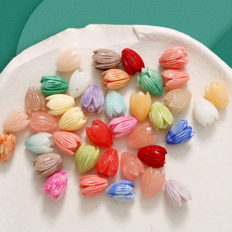 名称 10Pcs 7x9cm Coral Shell Powder Embossing Bud Tulip Perforated Beads ...