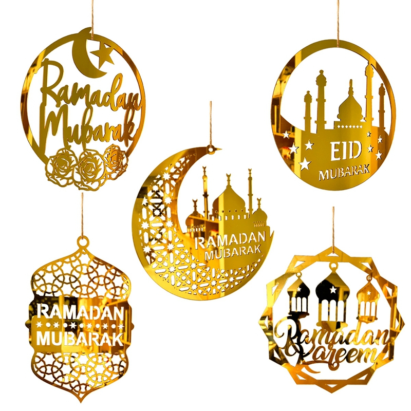 1PC Acrylic Ramadan Kareem Hanging Pendant Ornament hari raya Gold Moon ...