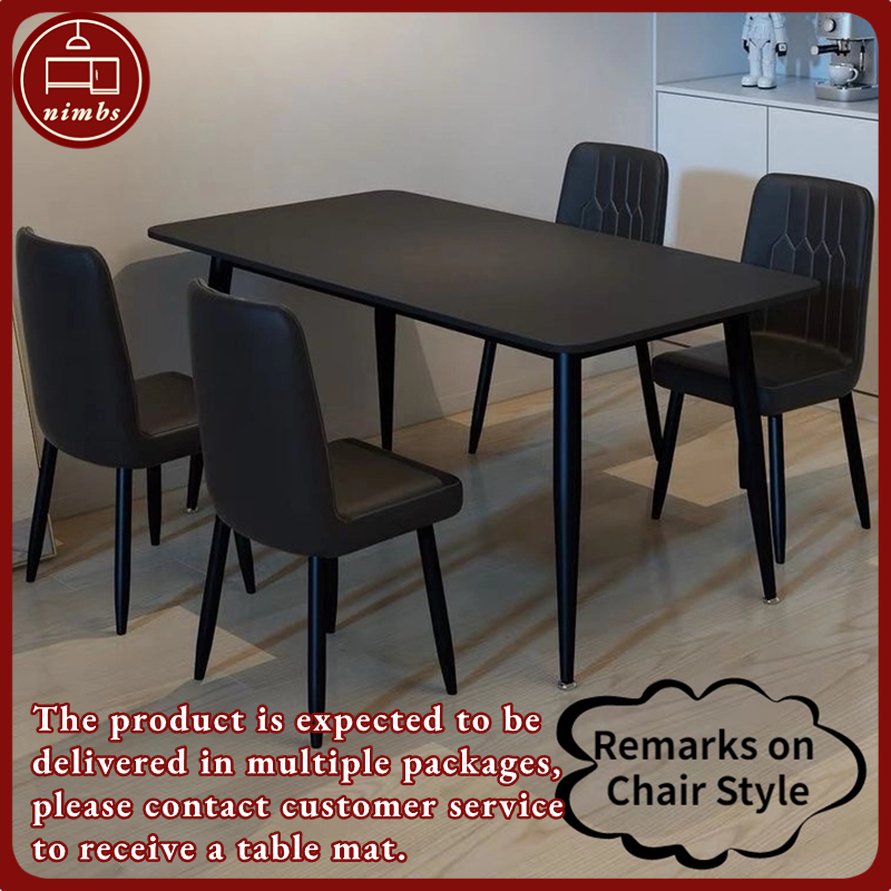 Dining table and chair very simple, pure white, pure black Rock Plate