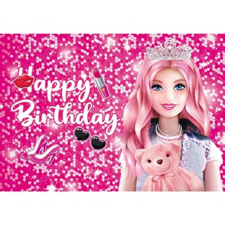 Doll Barbie Princess Backdrop Girls Happy Birthday Party Background Banner  Decor