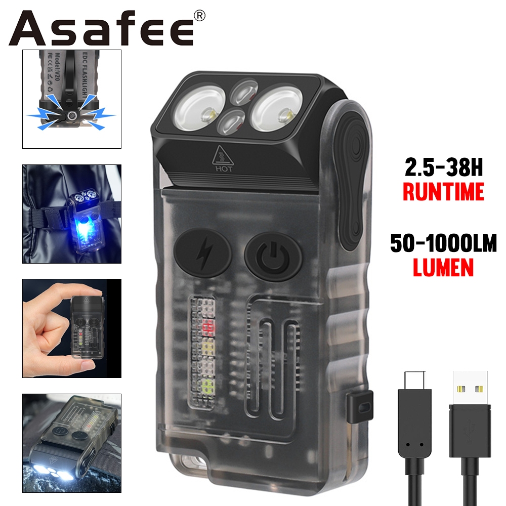 Asafee V20 EDC LED Keychain Light High Power Mini Flashlight 1000LM ...