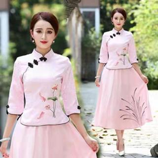 🔥✨chinese new year clothes,Spring Festival clothing,Cheongsam,Hanfu,tang  suit,Ready Stock👙✨Cheongsam Two-Piece Suit2022Spring and Summer Ladies New  Improve Tang Suit Suit Chinese Retro Girl Cheongsam Dress Mj6T
