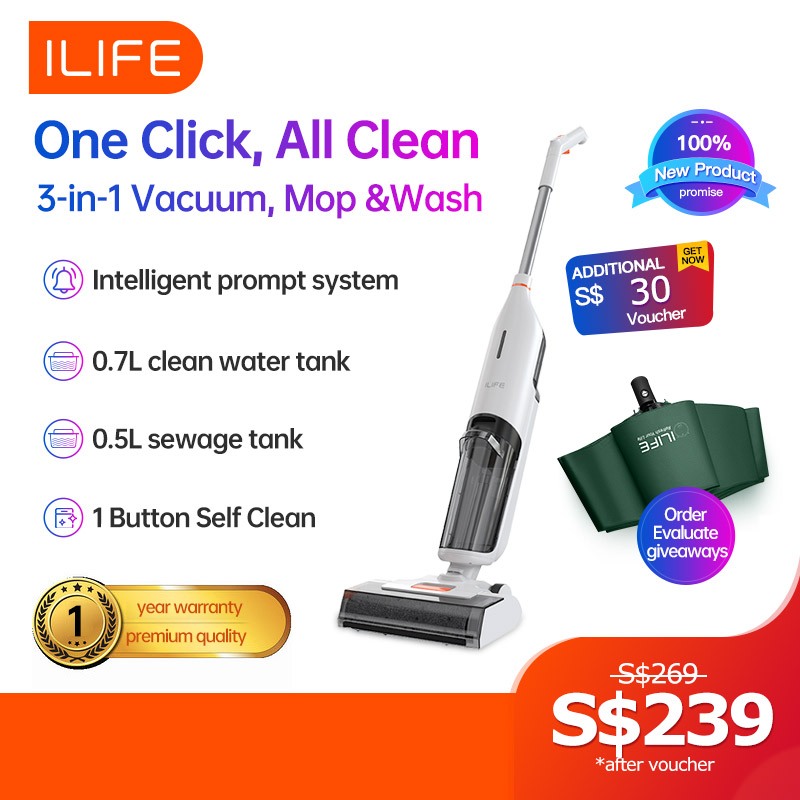 ILIFE W90 Cordless Wet Dry Vacuum Cleaner and Mop