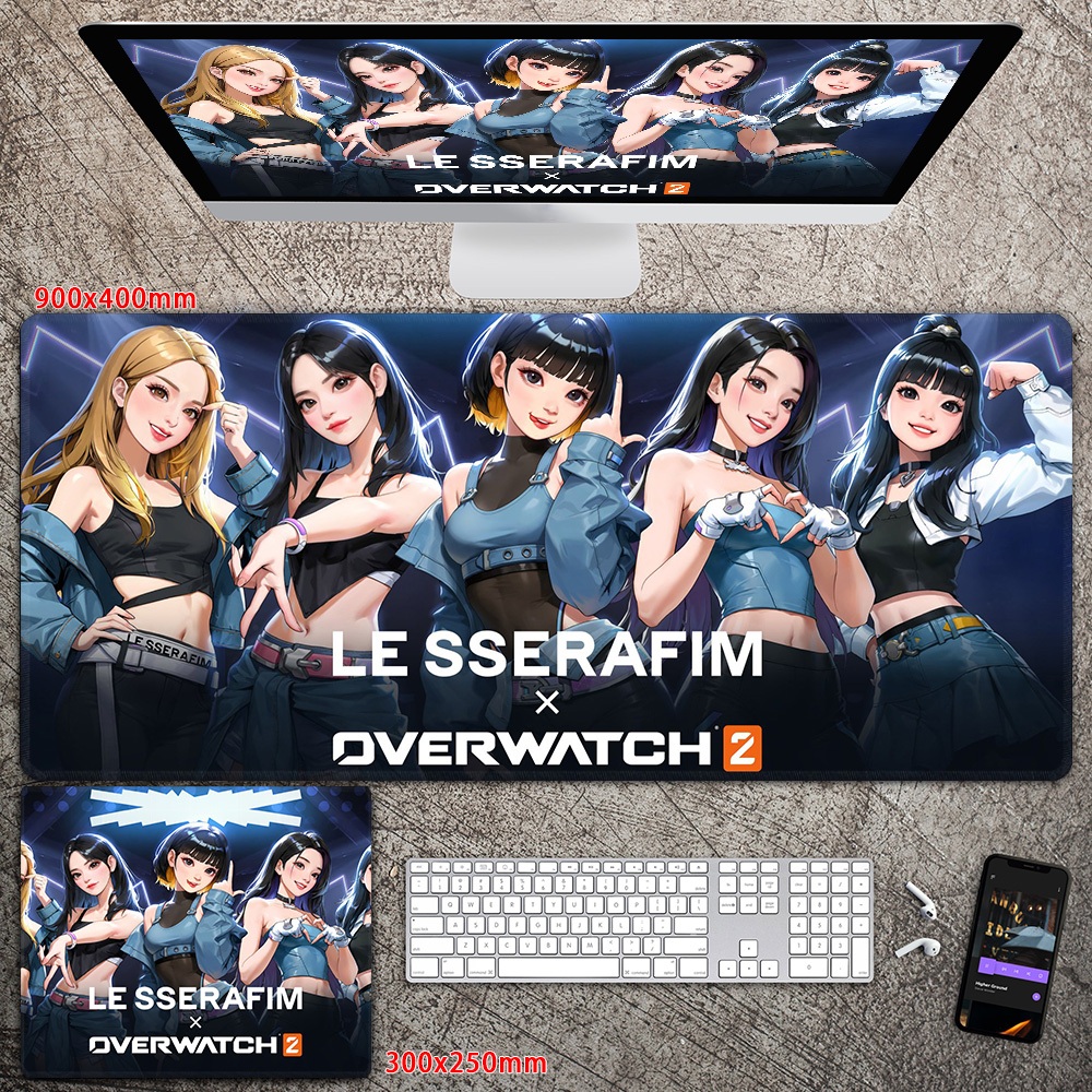 Le sserafim overwatch デスクマット　開封済み LE SSERAFIM x OVERWATCH 2 Mouse pad Extended 900x400mm Waterproof