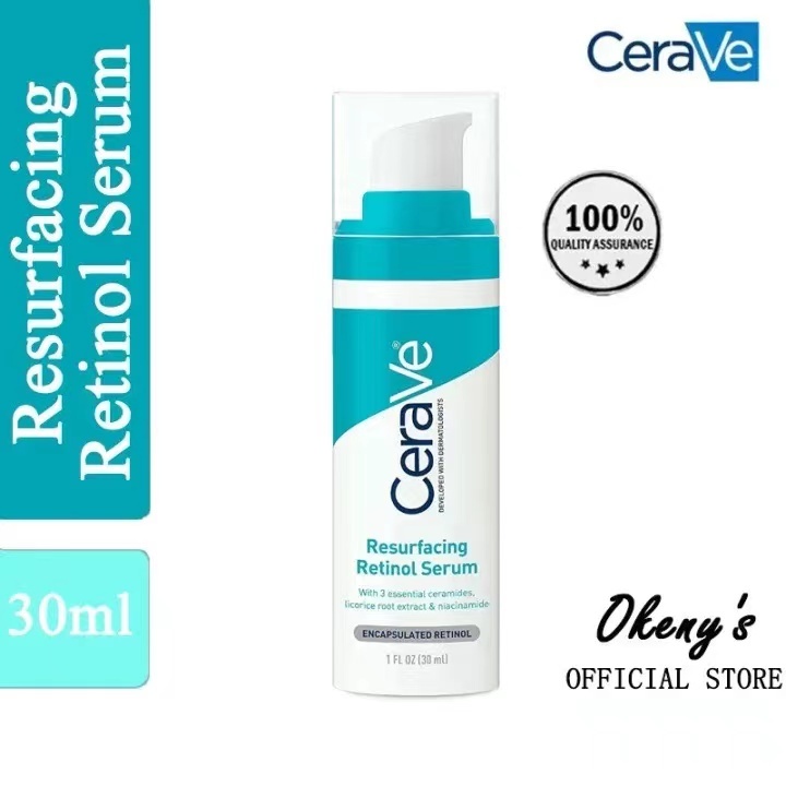 CeraVe Resurfacing Retinol Serum 30mL for Post Acne Marks and Skin Texture Pore Refining