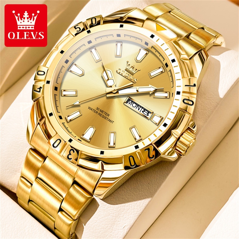 Mens gold hot sale strap watches