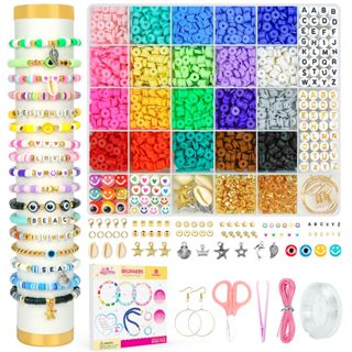 3600pcs/box 6mm Clay Bracelet Beads For Jewelry Making Kit,flat Round  Polymer Clay Beads Diy Handma