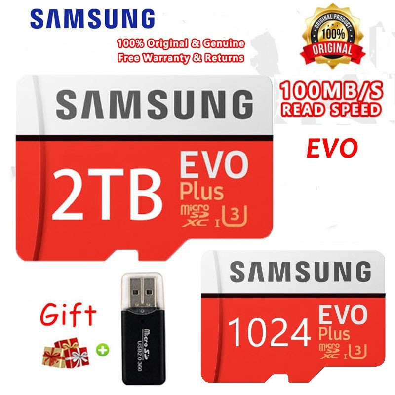 SAMSUNG 256GB 512GB 1TB 2TB MicroSD MicroSDXC EVO PLUS UHS-I 100MB/s U3 HD  Card