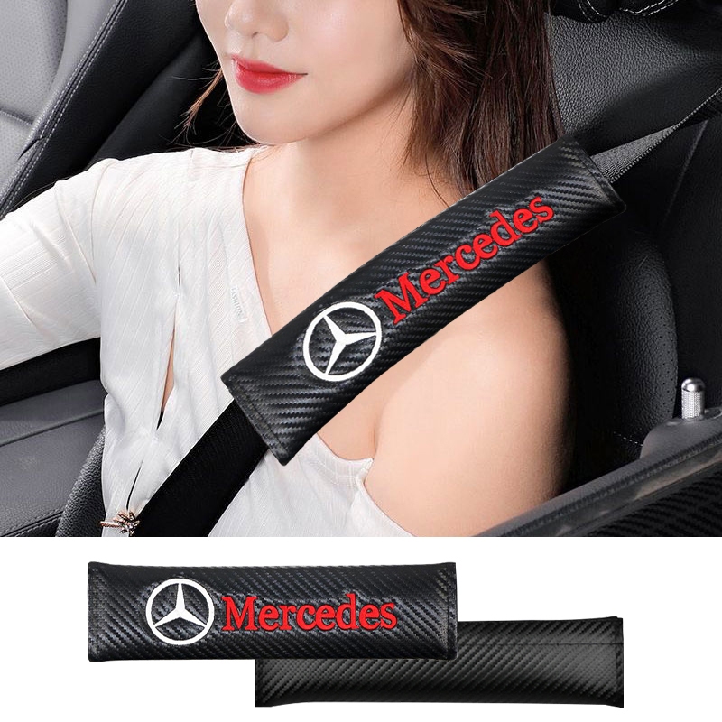 1pcs Car Seat Belt Cover Car Logo Black Carbon Leather Shoulder Pad for Mercedes Benz AMG C180 C200 C260 C300 W108 W124 W126 W140 W168 Shopee Singapore