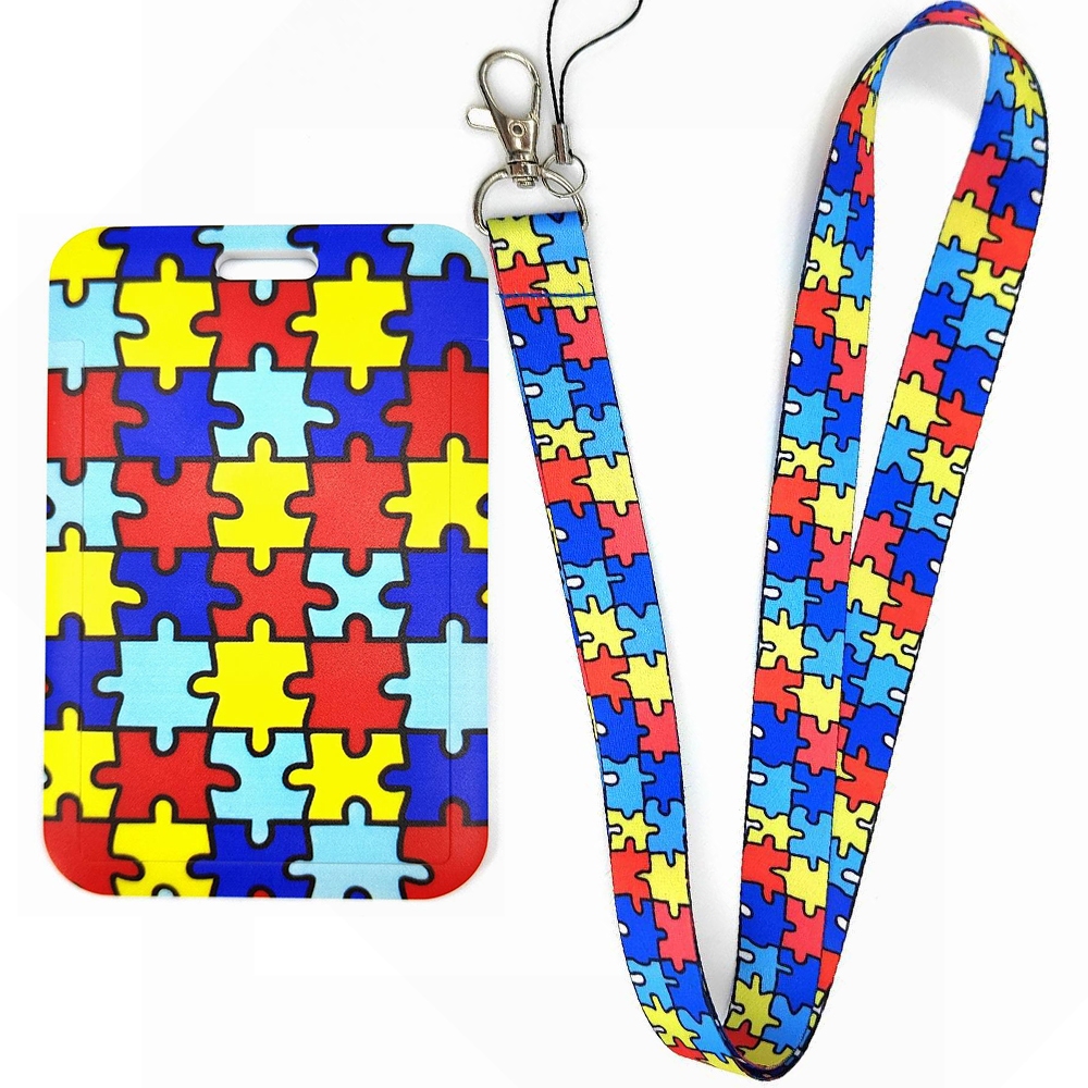 Autism Pattern Lanyard Badge Holder ID Card Lanyards Mobile Phone Rope ...