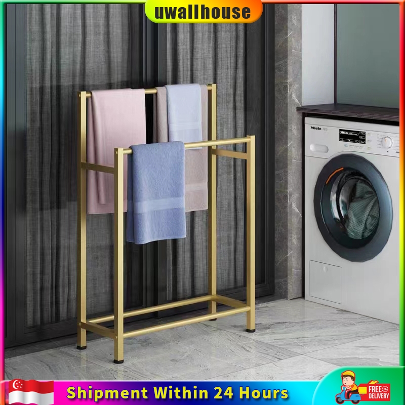 【High Quality】🌈SG stock🌈Bathroom Towel Rack Floor Hanging Towel Metal