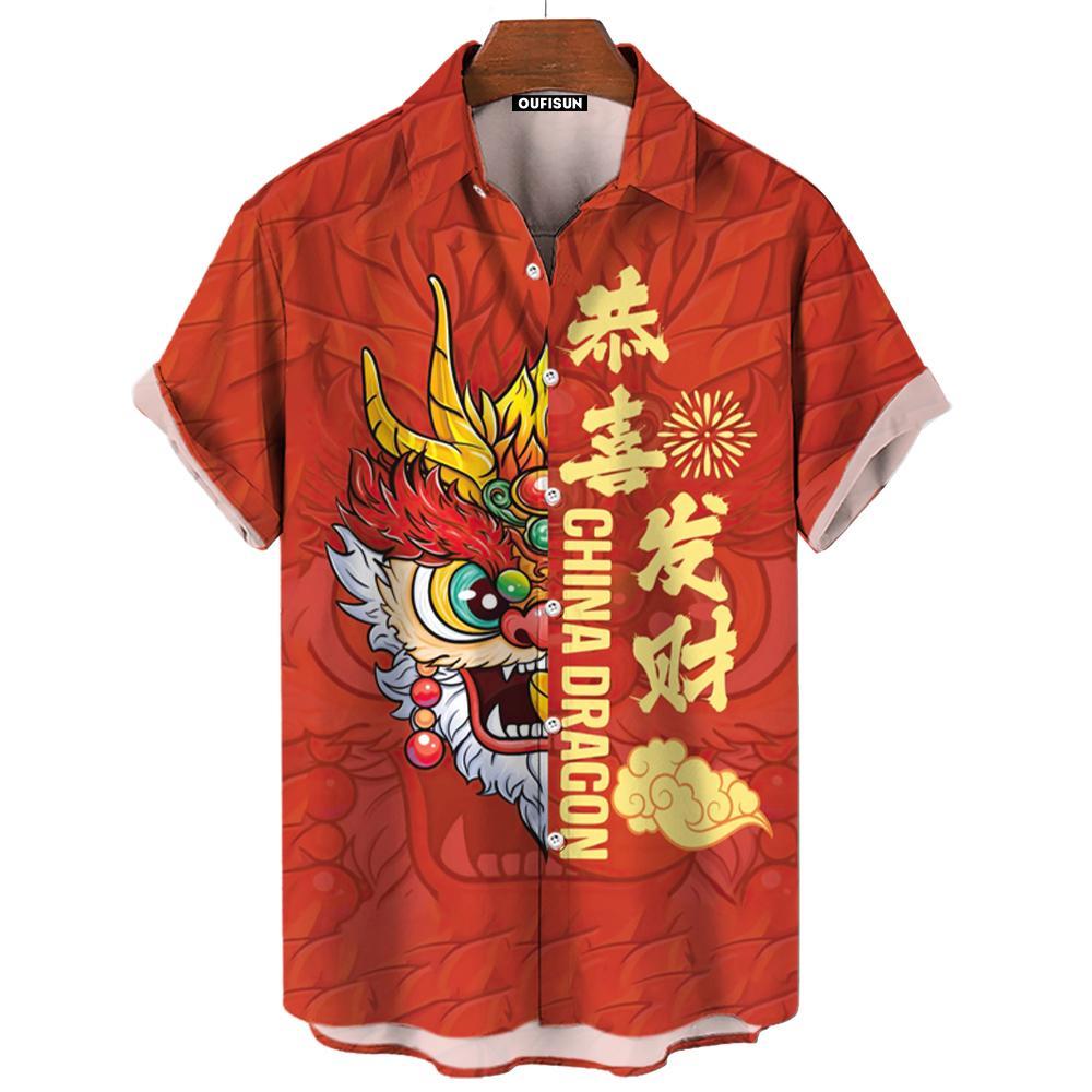 red chinese dragon shirt