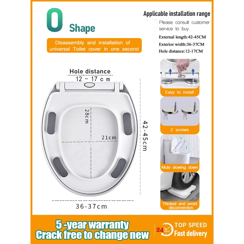 (SG STOCK)Toilet Lid Thickened Slow Down Toilet Seat Cover Toilet Bowl