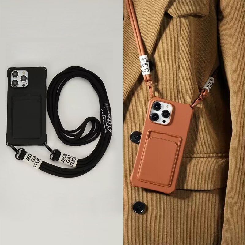 Card Case For iphone 15 pro max With Strap lanyard Iphone 11 12 13 ...