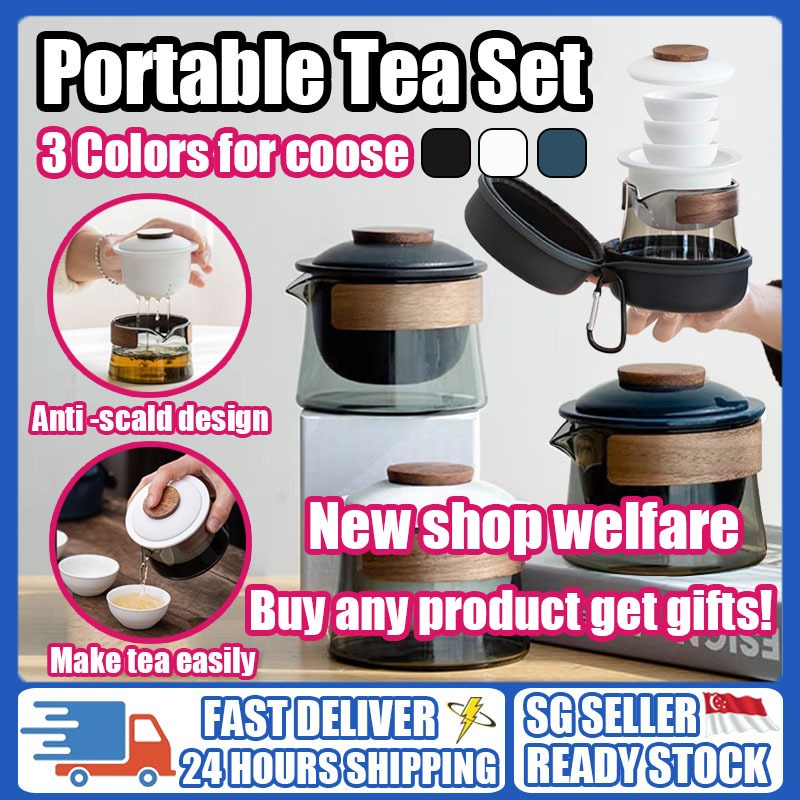 🇸🇬 SELLER Portable Palace Style Chinese Tea Set Teapot One Pot Three