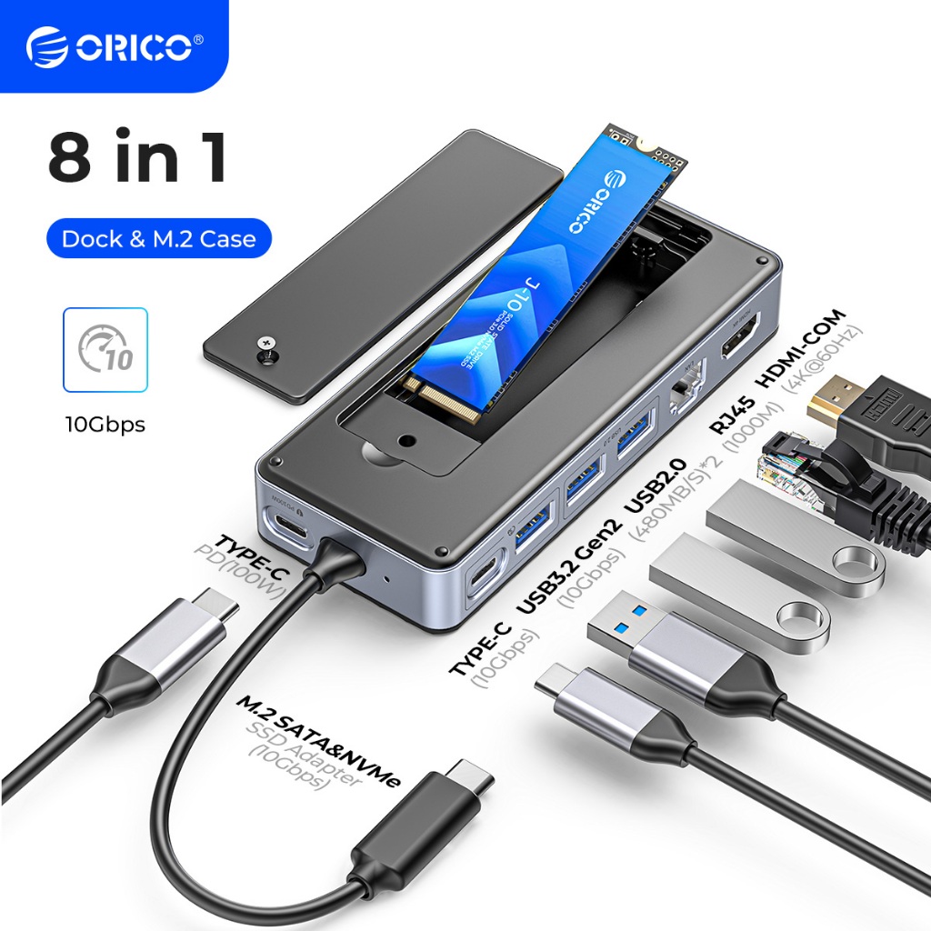 ORICO Docking Station Usb Hub Type c M.2 NVMe & SATA SSD Enclosure ...