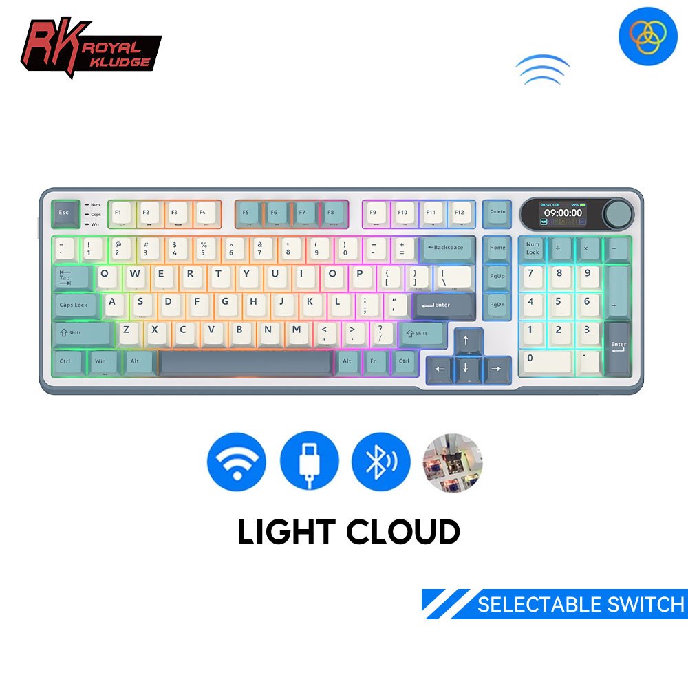 RK Royal Kludge RK S98 98 Key Tri-Mode RGB Wired Bluetooth 2.4G ...