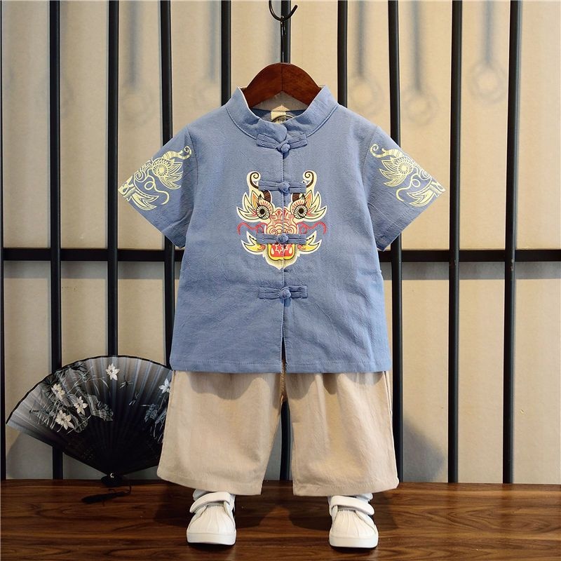 2Pcs/Set Hanfu Kids Boy Chinese New Year Clothes 2024 Cheongsam Set ...