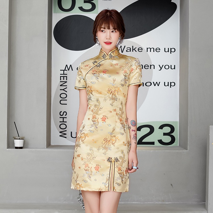 Women New Plus Size Summer Long Cheongsam Lined Vintage Evening