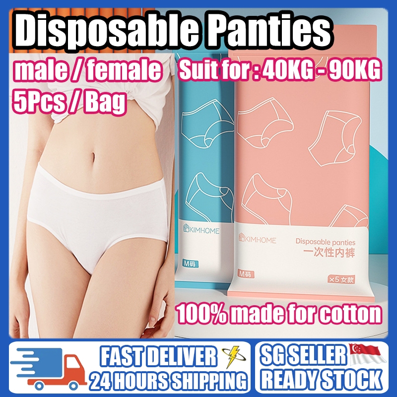 🇸🇬 SELLER 5pcs Disposable Cotton Panties High Elasticity, Comfortable