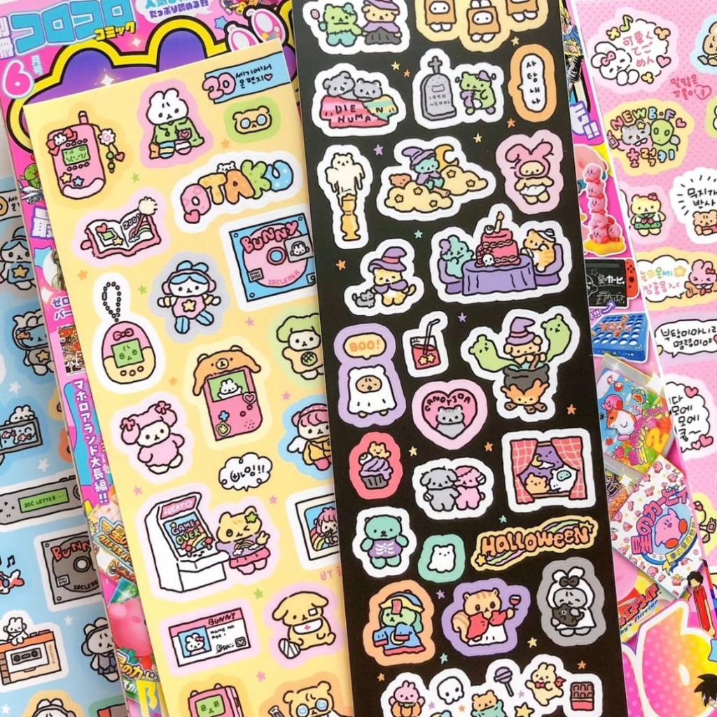 Korean Cartoon Cute Kawaii Graffiti Hand Drawn Rabbit Sticker Hand ...