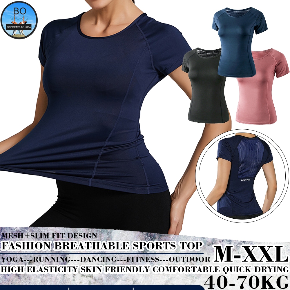 Women Workout Shirts Athletic Running Gym T-Shirts Short Sleeve Yoga Top 