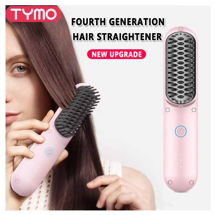 【ONE Year Warranty】READY STOCK！！Fourth Generation TYMO PORTA Cordless Hair  Straightener Brush, Mini Portable with USB Rechargeable, Negative Ion Hair  Tools